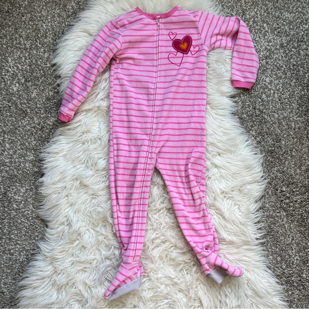 Carter’s Pink Fleece Footie Pajamas 3T Zip Sleeper